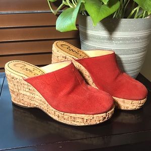 Italian Capriccio red suede mule clogs